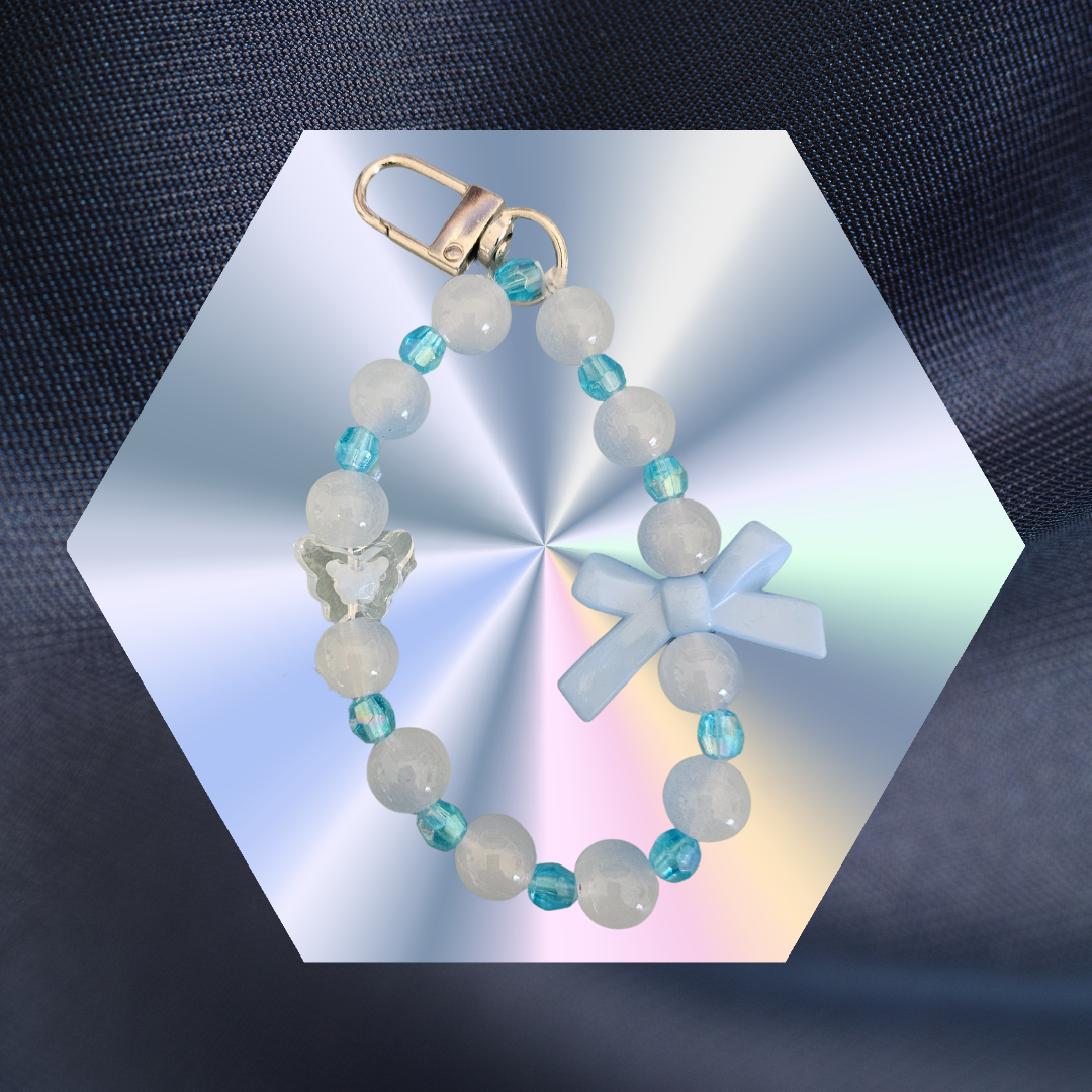 Handykette Blau Schleife